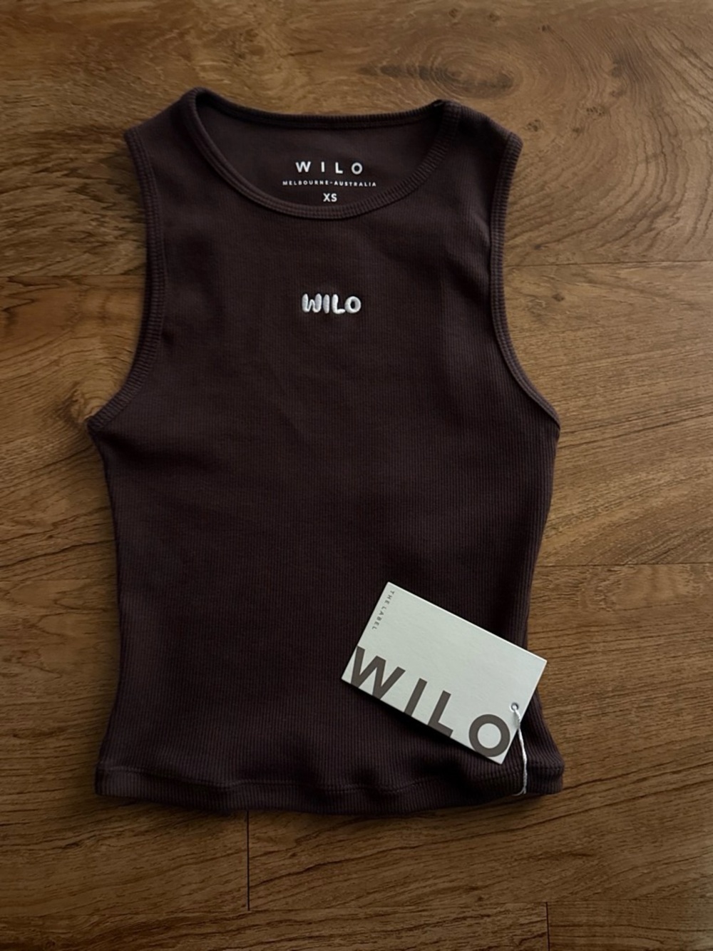 WILO Women's Ribbed Tank Top in Dark Brown - XS